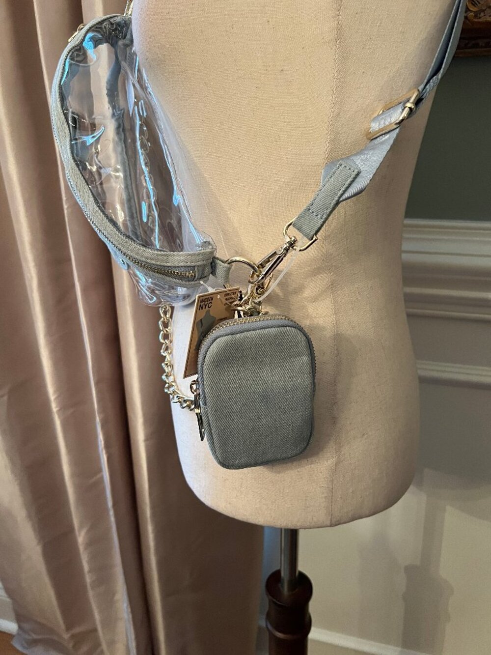 NWT Madden NYC Clear Plastic Stadium Belt Bag Crossbody Fanny Pack - Picture 4 of 7